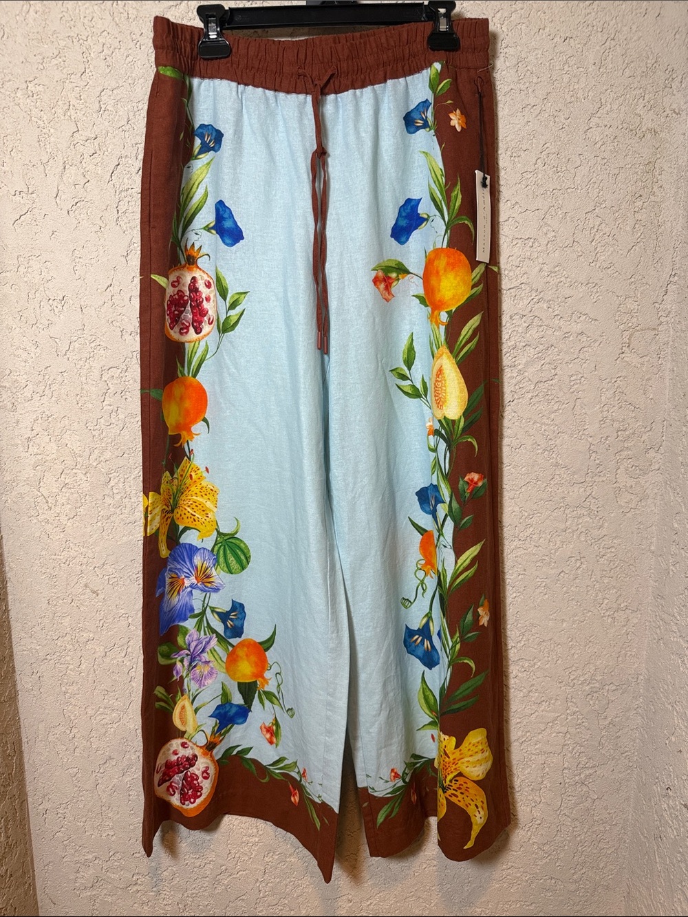 Resort Floral Fruit Print Wide Leg Pants Medium NWT - Picture 3 of 5
